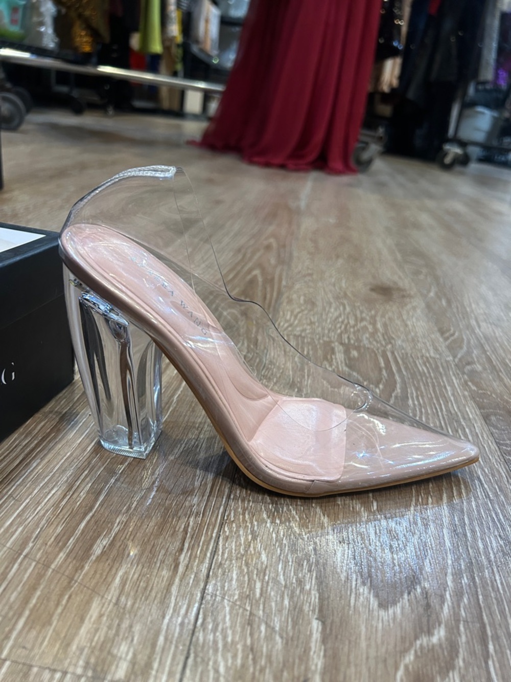 Azalea Wang Clear PVC Block Heels in Nude - Picture 6 of 6